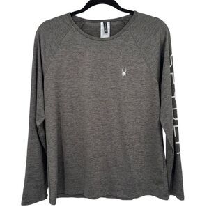 Spyder Active Long Sleeve Men's Athletic Tee Shirt Gray Size Large
